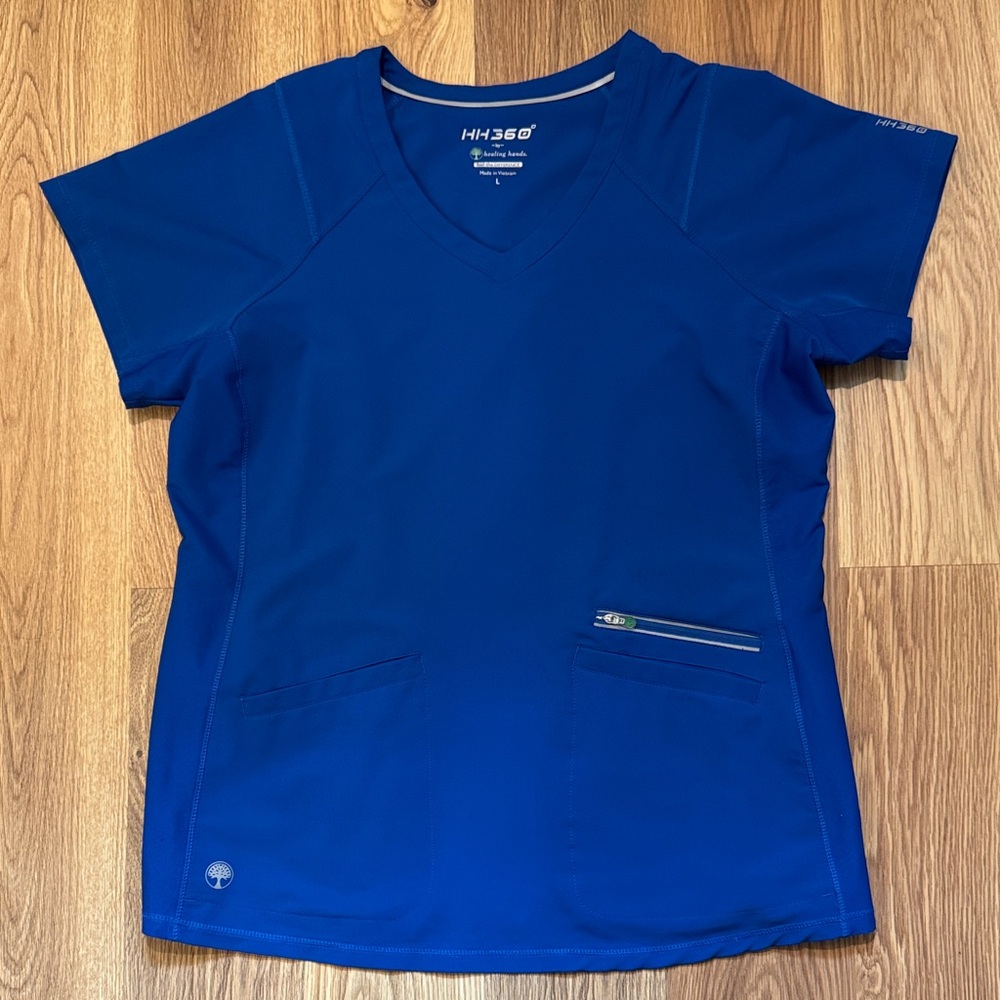 Healing Hands HH360 Royal Blue V-Neck Scrub Top Size Large